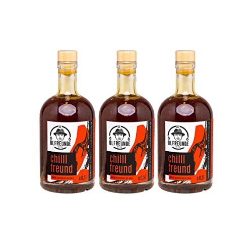 DIE ÖLFREUNDE ''Chillifreund'' | 3er Sparset | Chilliöl 3x0,5l | hochwertig kaltgepresstes Öl | nachhaltiges Speiseöl mit Omega 3 und Omega 6 Fettsäuren Cover