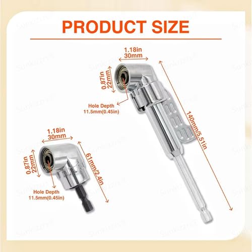 Image of Sunkizzrs Right Angle Screwdriver Corner Adapter -Magnetic 1 /4 Inch Hex Shank 105 Drill Bit Extension -Quick-Change Angled Drill Driver with 12Pcs Screwdriver Bits for Electric Drill (Short)