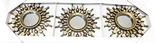 All American Collection New 3 Piece Decorative Mirror Set, Wall Accent Display (Distressed Gold)