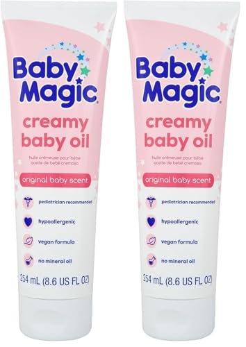 Image of Baby Magic Creamy Baby Oil | Soothes and Replenishes Baby's Delicate Skin | Vitamins and Coconut Oil | 8.6 Fl Oz (Pack of 2)