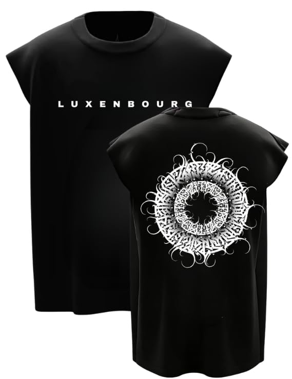 luxenbourg Cotton Oversized Sleeveless Vest for Men | Round Neck Gym Vest | Printed Tank Top for Men | Casual Streetwear Summer Muscle Tee | Sport Wear | Black5-picture-25