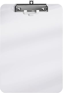 Hnogri Plastic Clipboard, White Clipboard Standard A4 Letter Size Clipboards for Nurses, Students, Office and Women, Clipboard with Pen Holder and Low Profile Clip, Size 12.5 x 9 Inch, (White)