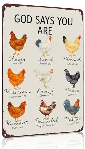 Funnysign Chicken Gifts God Says You Are Amazing Vintage Tin Sign for Chicken Coop Farm Kitchen Garden Yard Decor 8x12 inch (3912)