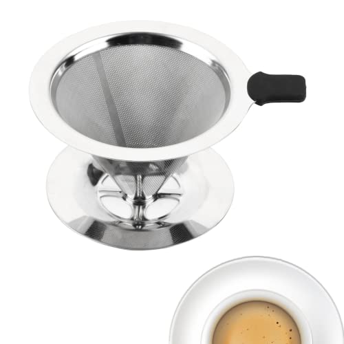 Taza de filtro de café gotero de café Filtro de café de doble capa de acero inoxidable Sin papel Reutilizable Taza…