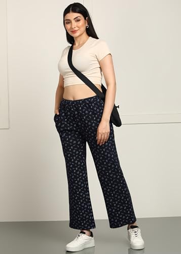 Image of Alan Jones Clothing Women's Straight Fit Mid Rise Solid Stretch Waffle Straight Pants