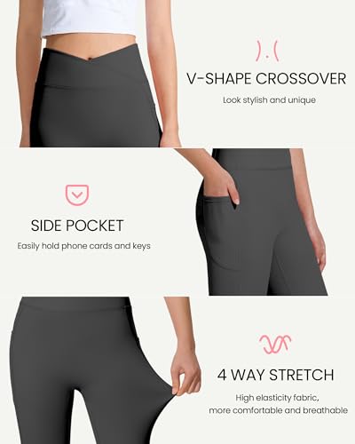 Image of JOCMIC Girls Athletic Leggings High Waist for Kids Yoga Dance Gym Pants with Pocket