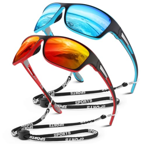 Image of WEAROYO Polarized Sports Sunglasses for Men Women,Fishing Driving Rectangular Goggles UV400 Protection