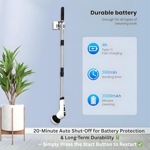 Image of PEDRO 9 in 1 Head Cordless Electric Cleaning Brush | Rechargeable Power Scrubber with Extendable Handle | Multi Surface Cleaner for Home, Car, Bathroom, Tiles, Kitchen, Floor (6 Months Warranty)