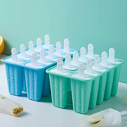 Ice Lolly Mould 10 Pieces Food Grade Silicone Popsicle Mold Easy to Remove Ice Pop Moulds - Reusable Ice Cream Mould BPA Free Ice Lolly Maker with Popsicles Recipes,Cleaning Brush and Funnel (Green) - Image 6