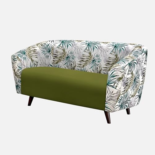Image of Duroflex Meadow - Premium Accent Love Seat with Channel-Stitched Upholstery | Plush Foam & Curved Backrest | Durable & Elegant Seating | 3 Year Warranty - Floral Green