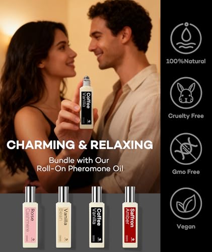 Image of purefittech Pheromones Perfume Oil for Women, Long Lasting Coffee Vanilla Roll-on Fragrance, Pure Extrait de Parfum, 0.34 fl oz (10ml) Travel Size, Made in USA,Eau de Parfum
