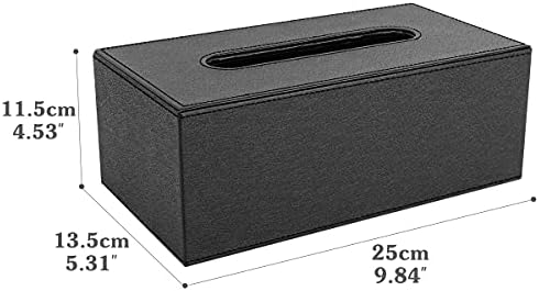 Luxspire Rectangular PU Leather Tissue Box Cover Holder, Facial Tissue Box Cover Toilet Paper Box Case Napkin Dispenser for Countertop Bedroom Car Office Bathroom Home Deco Accessories, Black