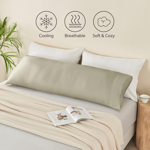 Image of BEDELITE Body Pillow Pillowcase, Rayon from Bamboo, Linen, 20 inchx54 inch