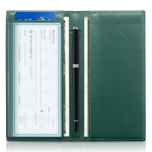Image of CoBak Checkbook Cover for Women & Men - PU Leather Case with RFID Blocking | Classic Design Check Book Holder for Personal and Business
