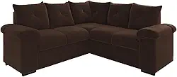 Sofá de Canto 5 Lugares Pegasus Veludo Marrom