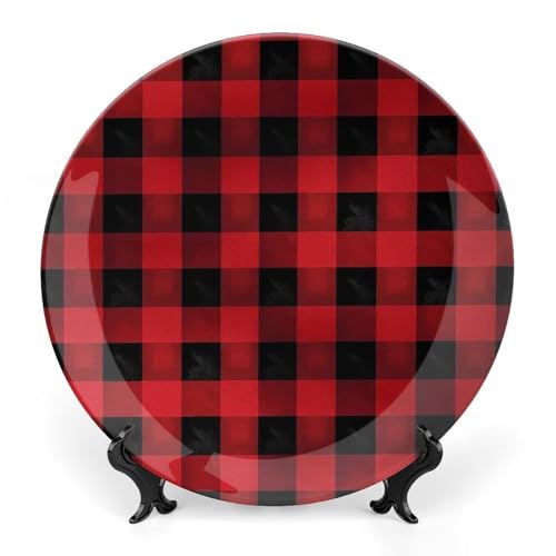 Ceramic Buffalo Plaid Decorative Plate for Wall Hanging 10inch Large