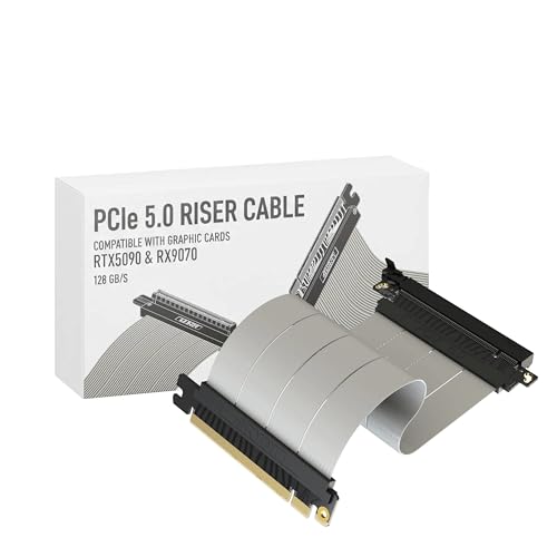 Image of LINKUP PCIE 5.0 Riser Cable | for Vertical GPU Mount | Straight | Graphics Card GPU Ready | Usable with PCIe 4.0 & RX9070 / RTX5090 | 20cm (Total Length: 24cm)