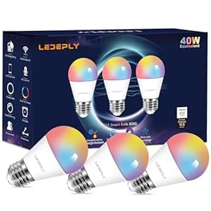A15 LED Smart Bulb, Compatible with Alexa, Google Home, E26, 5W=40W, Color Changing, Dimmable WiFi Light Bulbs, No Hub Required, 3 Pack
