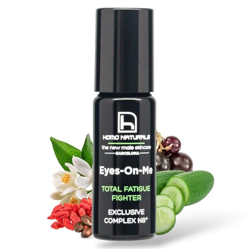 Homo Naturals Contorno de Ojos BIO para Hombres Roll on - Antiojeras Hombre con Ácido Hialurónico y Efecto frío - Anti Ojeras, Bolsas y Arrugas - 10 ml (Roll on)