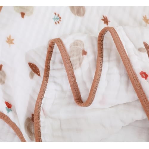 Image of Ultra Soft 6-Layer Muslin Baby Blanket 43 inchx43 inch Happy Fall Pumpkin Breathable Lightweight Muslin Cotton Swaddles Bed Blankets for Toddlers Babies Newborn Birthday Gifts All Seasons