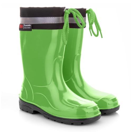 LEMIGO Kinder Gummistiefel Regenstiefel mit Stulpe KIM (Grün, EU...