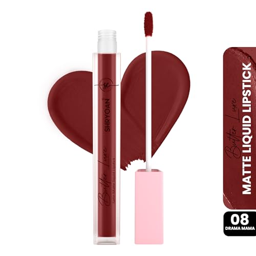 Image of Shryoan Butter Luxe Satin Matte Liquid Lipstick | Ultra Pigmented, Long-Lasting, Non-Transfer Formula, Smooth Lip Color, Weightless Finish, Silky Matte Finish (6ml) (Shade 08, Shade 08)
