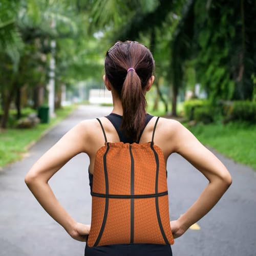 Image of Outdoor Sports Basketball Drawstring Bag, Waterproof Drawstring Backpack for Gym Sports Teams Basketball Party, Men Women Durable Cinch Bag with Front Zipper Pocket and Inside Zipper Pocket