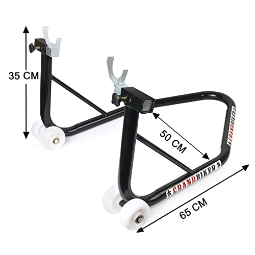 Image of Grandbiker Universal Rear Paddock Stand with Spool Lifting Holders Only for KTM,Yamaha,Kawasaki,BMW,TVS,Bajaj,Hero,Mahindra,Triumph Street etc (Black)