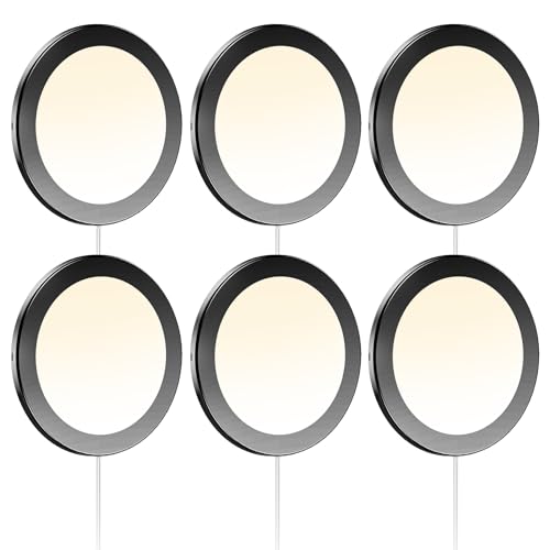 Image of VST Under Cabinet Mini Panel Lighting 3.94inch 12V 2.5W(Total 15W) with Wireless Dimmer Switch, Surface Mount Puck Light for Kitchen Van Truck Car Galley Downlight 6Pack(Round 2700K-6500K)