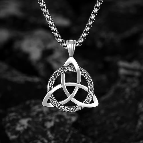 Celtic Necklace for men Sterling Silver Celtic Knot Triquetra Triangle Trinity Necklace Gift for Men4