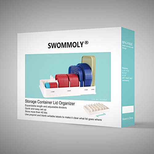 SWOMMOLY Expandable Food Storage Container Lid Organizer, Includes 6