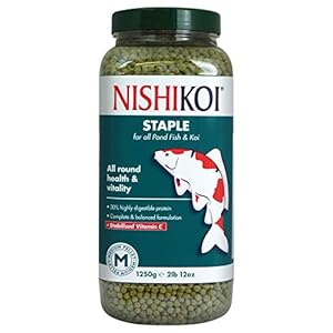 Nishikoi Staple Koi Fish Food, 1250g – Complete Koi Food Pellets for Pond Fish – Medium Pond Fish Food Pellets for All Round Health and Vitality