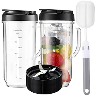 For Magic Bullet Blender Cups and Blade, Tall 22oz Cup with Flip Top To-Go Lid, Cross Blade, Blender Replacement Parts, Mug with Handle Compatible with Magic Bullet 250w MB1001 with cleaning brush