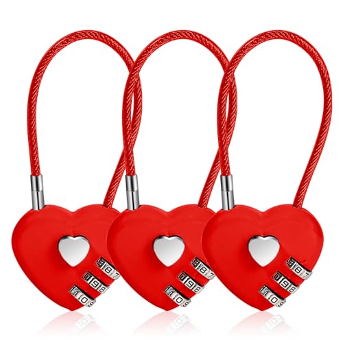 3 Pcs Combination Locks,3 Digit Combination Padlock Mini Love...