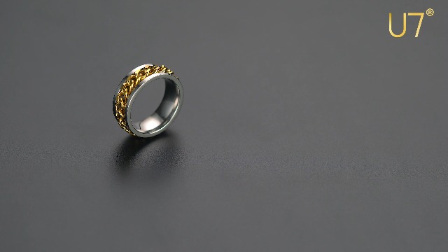 Spinner Ring Men, Women Vintage Gold Chain Male Biker Rings