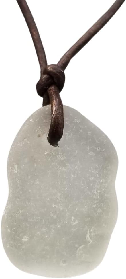 Handmade in Hawaii, Adjustable Leather Cord, Genuine Hawaii surf tumbled natural sea glass, (Hawaii Gift Wrapped, Customizable Gift Message)