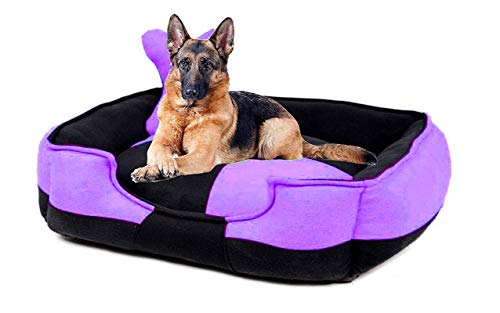 Image of Petslover Ultra Soft Fleece Fabric Polyester Filled Sofa Reversible Dog /Cat Beds, Purple & Black (Export Quality) - XXXL