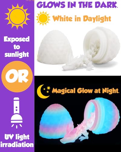 Ivrmtal 4PCS 3D Printed Dragon Eggs with Dragon Inside, Prefilled Easter Eggs with Toys for Kids 3D Printing Crystal Dragon Animals Toys Easter Basket Stuffers Dragon Gifts Desk Deco for Boys Girls - Image 3