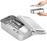 Baluue 304 Stainless Steel Instrument Tray with Lid, 8' Metal Instrument Box Medical Tray Organizer for...