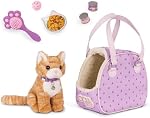 Our Generation - Hop dans Cat Carrier - Sac de transport pour animaux de compagnie & Jouet de soins - En peluche Tabby Chat animal farci - 18-Inch Accessoires pour poupées - Faites semblant de jouer - 3 Années & Plus vieux pour enfant