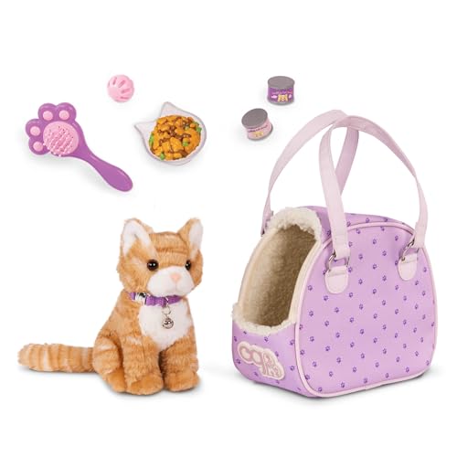 Peluche chat Tabby et son sac de transport Our Generation pour de belles aventures en voyage