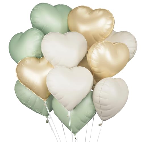 Herzluftballons Grün Beige Gold, 18 Zoll Herz Folienballon Grüne Herzballons Hell Grün Gold Herz Luftballons Salbeigrün Hochzeit Helium Set Ballons mit Herzform für Geburtstag Valentinstag Hochzeit Herzluftballons Grün Beige Gold, 18 Zoll Herz Folienballon Grüne Herzballons Hell Grün Gold Herz Luftballons Salbeigrün Hochzeit Helium Set Ballons mit Herzform für Geburtstag Valentinstag Hochzeit