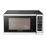 BLACK+DECKER EM720CB7 Digital Microwave Oven with Turntable Push-Button Door, Child Safety Lock, 700W, Stainless Steel, 0.7 Cu.ft