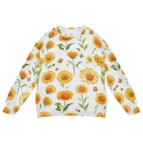 JUNZAN Sweet Calendula White Big Boys Hoodie Sweatshirt Long Sleeve Outerwear for Kids Sports 4T