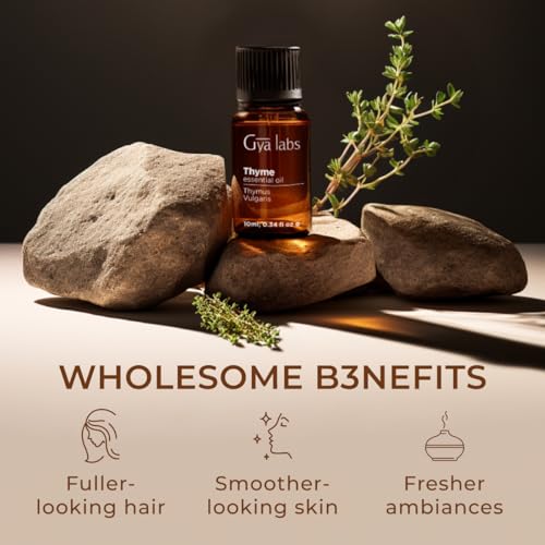 Image of 100% Pure Thyme Essential Oil - 0.34 Fl Oz - Thyme Oil for Hair, Skin, Diffuser, Aromatherapy & DIY Candle Making Scent
