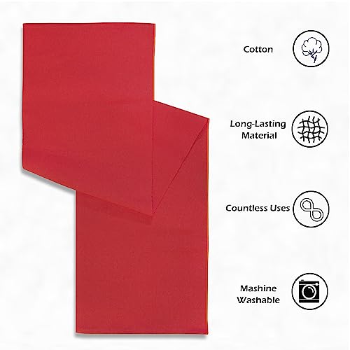 Image of HOME COLORS.IN Solid Color Texture Ribbed Cotton Table Runner for Dining Table, Teapoy, TV Table, Coffee Table, Center Table - Modern Dining Room - Table Decor Runner - 14 x 52 Inch - Red