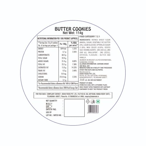 Image of BakeMate Butter Cookies Danish Craft 114g | Assorted Premium Butter Biscuits | Crisp & Delicious Tea-Time Snack