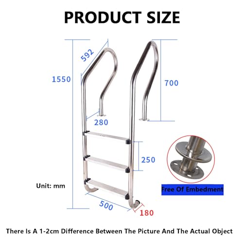 Escalera para piscina de acero inoxidable con 3 peldaños miniatura 2