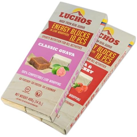 Natural Guava Energy Bars - 2x400g High Carb Cycling Energy Snack & Sport Gel in One for Maximum Endurance - Running Sweets for Athletes - Vegan No Gluten Sports Nutrition Bars - Guava & Raspberry 2pk Cover