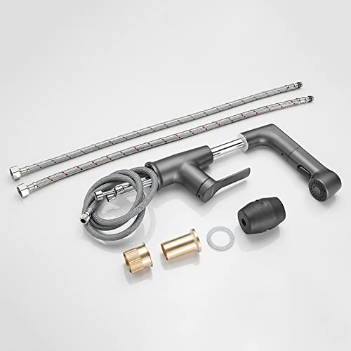 Grifo con pulverizador extraíble bidireccional y caño elevable para lavado 5